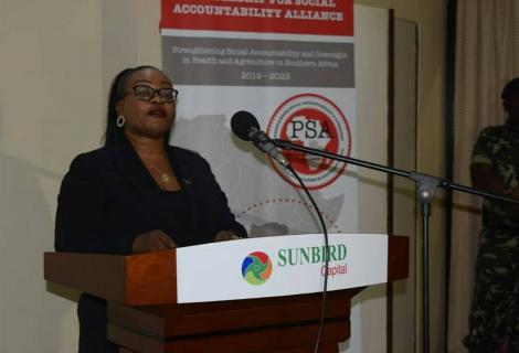 Speaker of National Assembly, Right Honourable Catherine Gotani Hara speaking during the launch