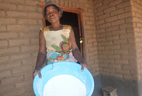 Estel Howa showing the only food she has in the house