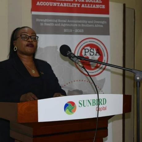 Speaker of National Assembly, Right Honourable Catherine Gotani Hara speaking during the launch