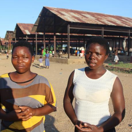 Martha Staffold (right) with a friend at Bangula Camp wishes she returned to school to pursue her dream to become a nurse