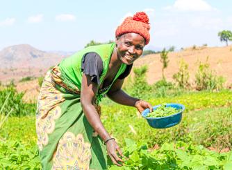 Carolyn Zigwetsa in her vegetable field