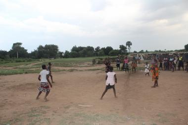 With schools suspended, girls at Nthole Camp in Nsanje resort to some sports activities to while away time